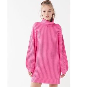 Bright Pink Urban Outfitters Turtleneck Sweater Dress